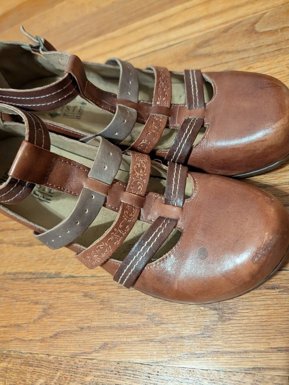 L'artiste Spring Step Cognac Brown Multi Cut Out Wedges